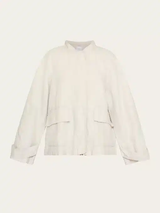 Knowledge Cotton Apparel Linen Bomber Jacket Light Feather Gray
