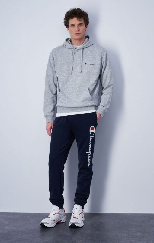 Champion Embroidered Small Script Logo Hoodie Light Grey