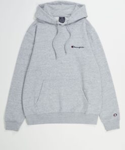 Champion Embroidered Small Script Logo Hoodie Light Grey