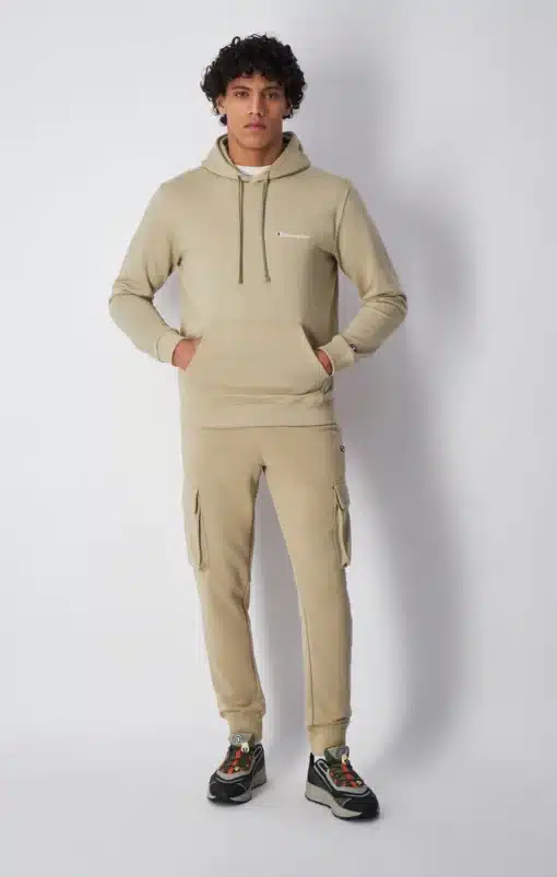 Champion Embroidered Small Script Logo Hoodie Beige