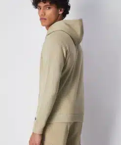 Champion Embroidered Small Script Logo Hoodie Beige