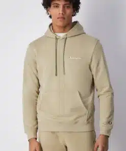 Champion Embroidered Small Script Logo Hoodie Beige