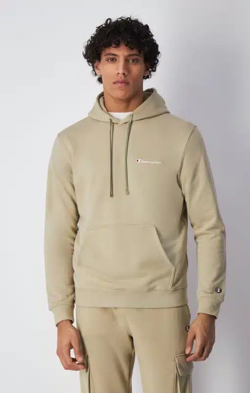 Champion Embroidered Small Script Logo Hoodie Beige