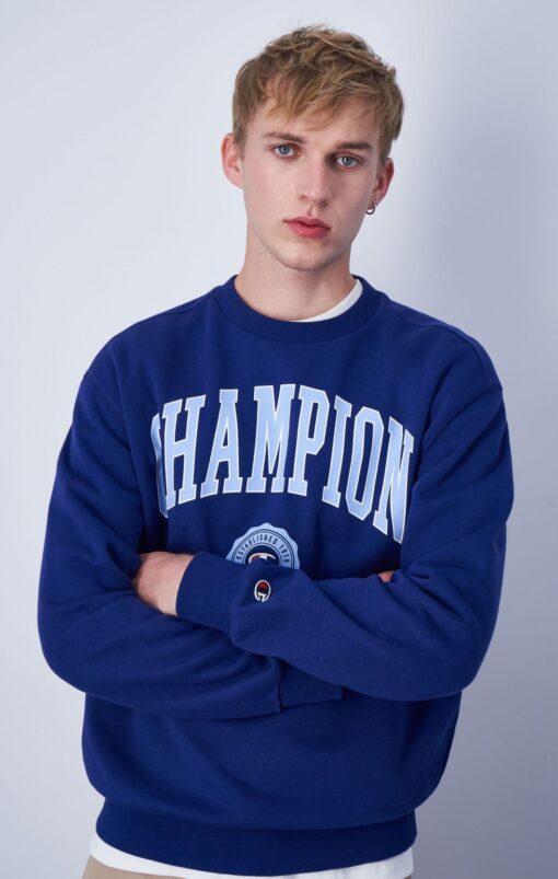 Champion Bookstore Embroidered Logo Sweatshirt Dark Blue