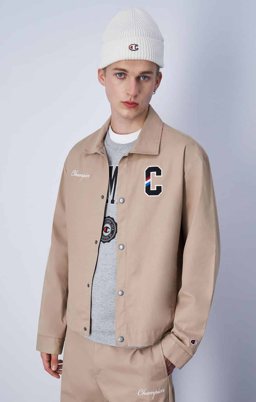 Buy Champion Bookstore Snap Button Jacket Beige Scandinavian Fashion Store