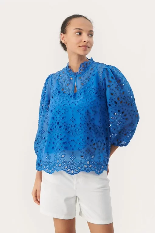 Part Two Grethe Lace Blouse Nebulas Blue