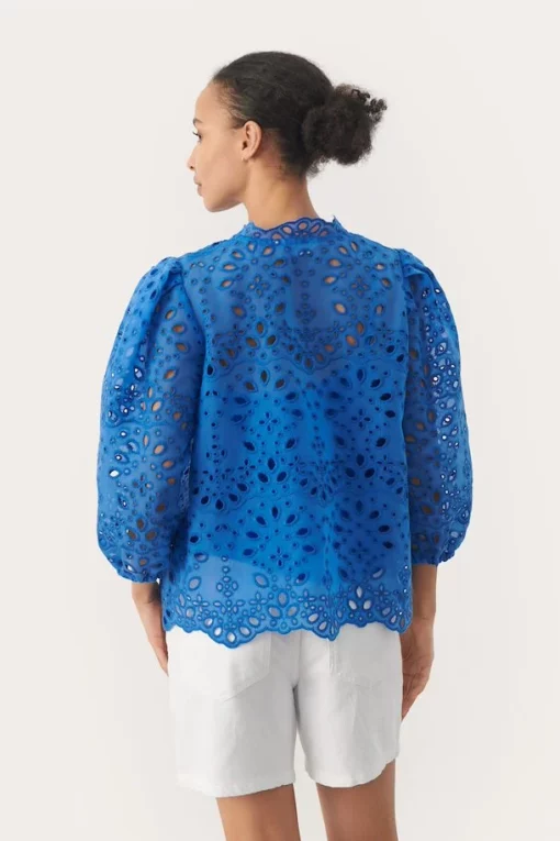 Part Two Grethe Lace Blouse Nebulas Blue
