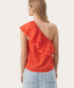 Part Two Ginnie Offshoulder Top Mandarin Red