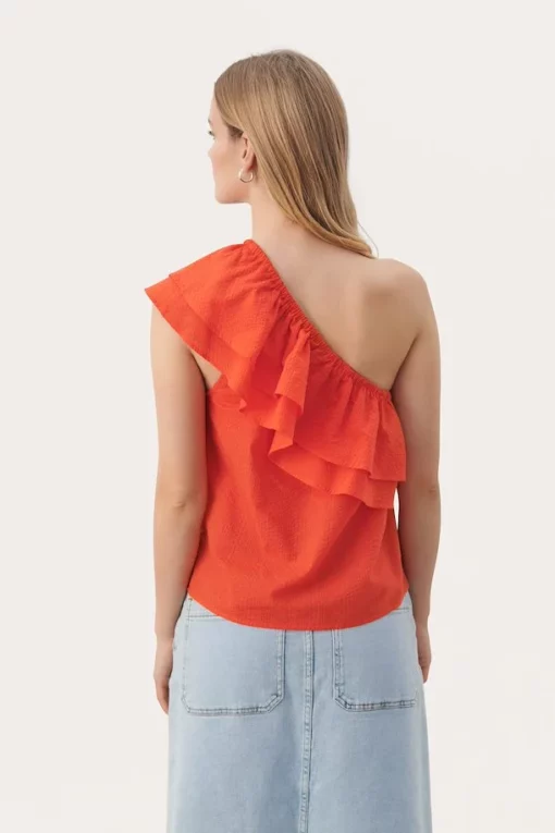 Part Two Ginnie Offshoulder Top Mandarin Red