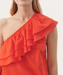 Part Two Ginnie Offshoulder Top Mandarin Red