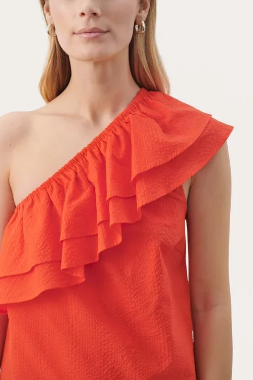 Part Two Ginnie Offshoulder Top Mandarin Red