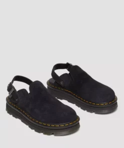 Dr. Martens Zwbzag Suede Casual Slingback Platform Mules Black