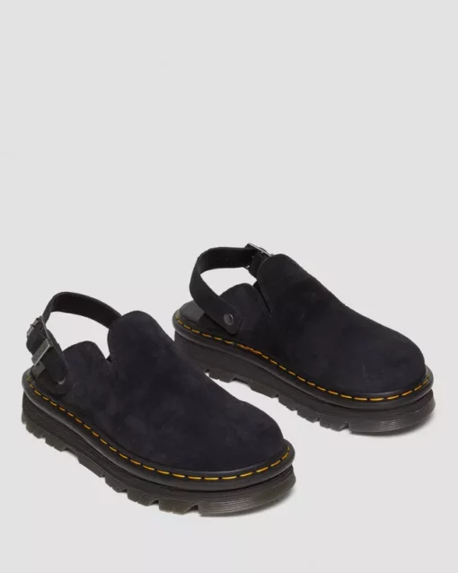 Dr. Martens Zebzag Suede Casual Slingback Platform Mules Black
