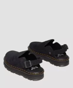 Dr. Martens Zwbzag Suede Casual Slingback Platform Mules Black
