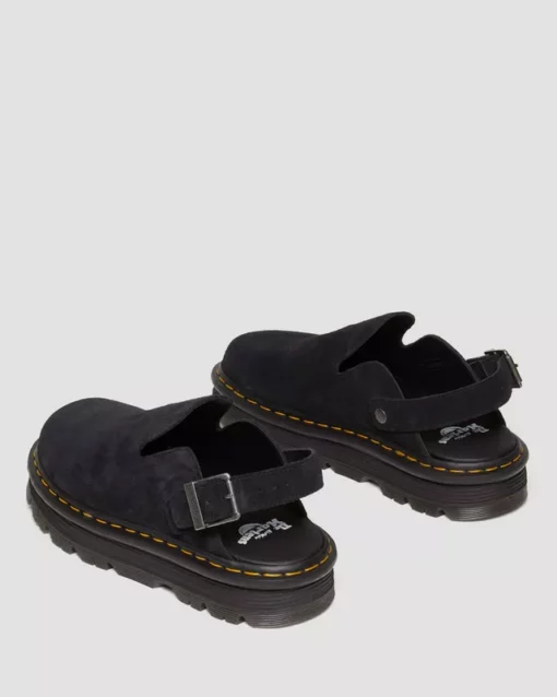 Dr. Martens Zebzag Suede Casual Slingback Platform Mules Black