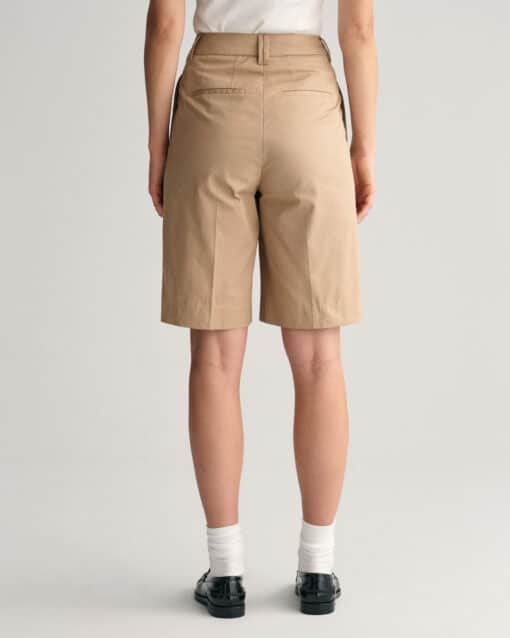 Gant Woman Pleated Chino Shorts Dark Khaki