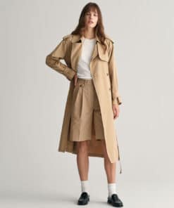 Gant Woman Pleated Chino Shorts Dark Khaki