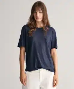 Gant Woman Linen ss T-shirt Evening Blue