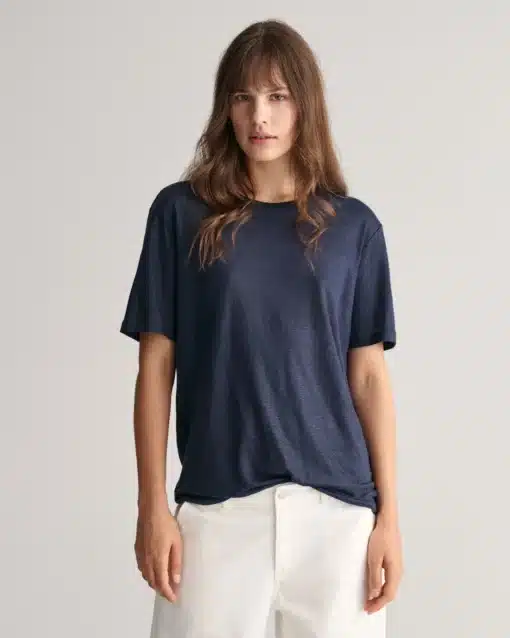 Gant Woman Linen ss T-shirt Evening Blue