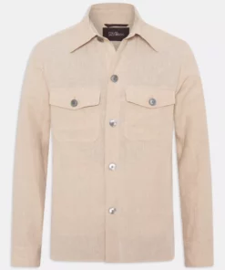 Oscar Jacobson Maverick Linen Overshirt Light Beige