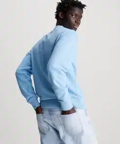 Calvin Klein Cotton Terry Badge Sweatshirt Dusk Blue