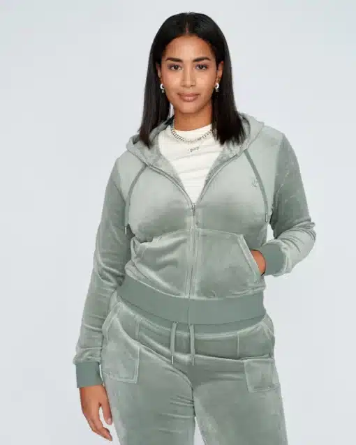 Juicy Couture Classic Velour Robertson Zip Hoodie Chinois Green
