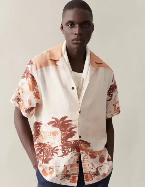 Les Deux Coastal AOP SS Shirt Terracotta