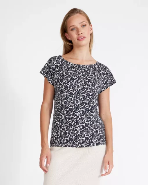 Holebrook Asta Capsleeve Top Sand/Navy