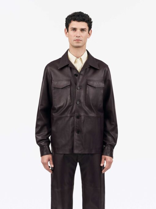 Tiger of Sweden Leson Leather Jacket Aubergine