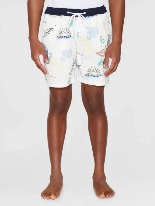 Knowledge Cotton Apparel Printed Boardshorts White