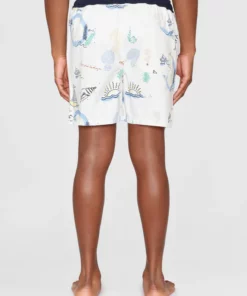 Knowledge Cotton Apparel Printed Boardshorts White