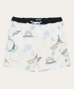 Knowledge Cotton Apparel Printed Boardshorts White