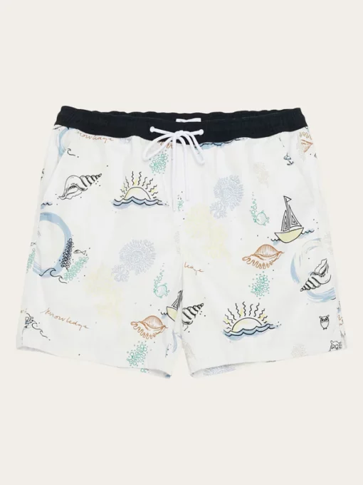 Knowledge Cotton Apparel Printed Boardshorts White