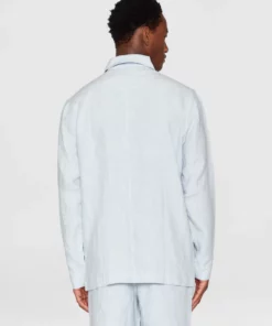 Knowledge Cotton Apparel Linen Overshirt Dusk Blue