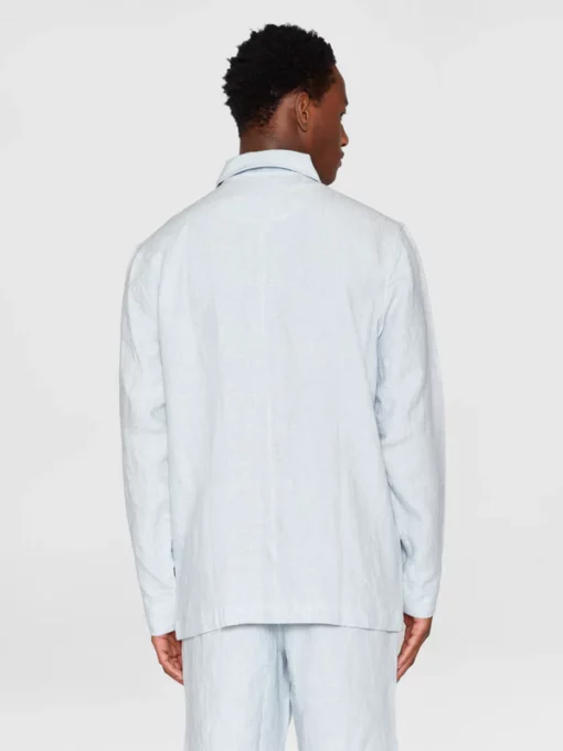 Knowledge Cotton Apparel Linen Overshirt Dusk Blue