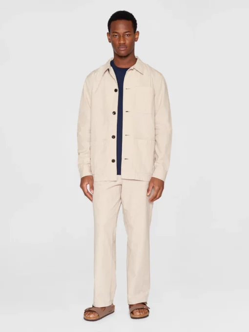 Knowledge Cotton Apparel Slub Yarn Overshirt Light Feather Gray