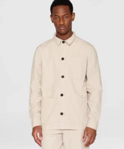 Knowledge Cotton Apparel Slub Yarn Overshirt Light Feather Gray