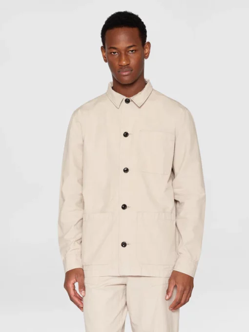 Knowledge Cotton Apparel Slub Yarn Overshirt Light Feather Gray