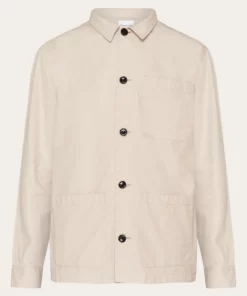 Knowledge Cotton Apparel Slub Yarn Overshirt Light Feather Gray