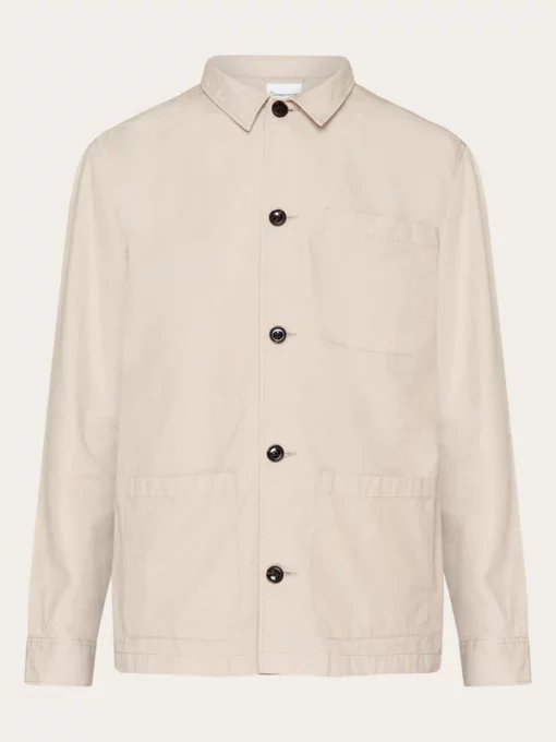 Knowledge Cotton Apparel Slub Yarn Overshirt Light Feather Gray