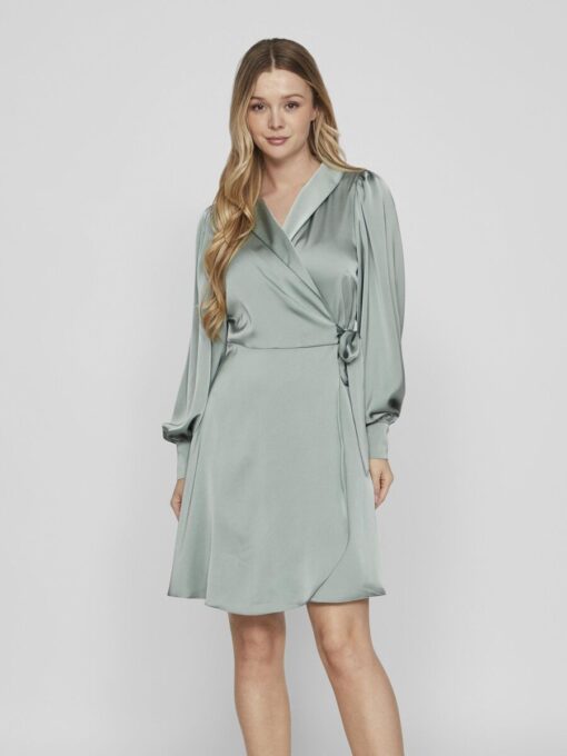 Vila Enna Ravenna Wrap Dress Green Milieu