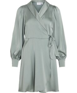 Vila Enna Ravenna Wrap Dress Green Milieu