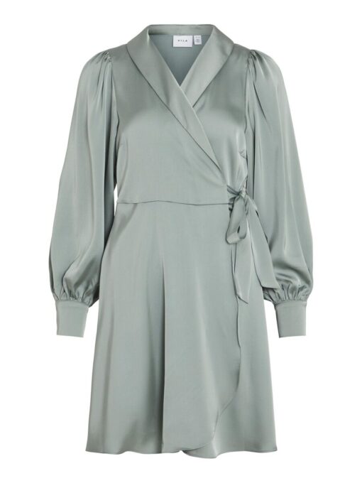 Vila Enna Ravenna Wrap Dress Green Milieu