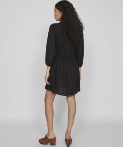 Vila Pricil Linen Blend Dress Black