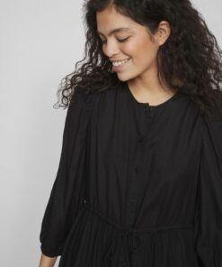Vila Pricil Linen Blend Dress Black