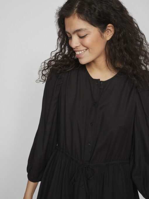 Vila Pricil Linen Blend Dress Black