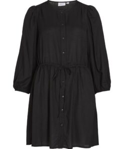 Vila Pricil Linen Blend Dress Black