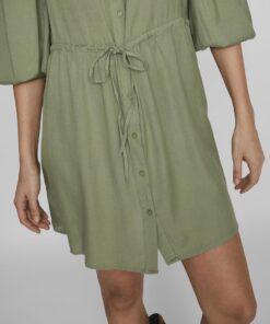 Vila Pricil Linen Blend Dress Oil Green