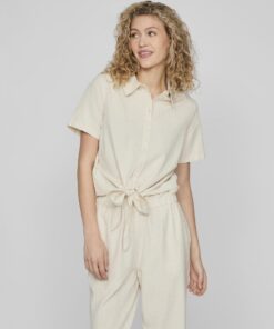 Vila Prisilla Knot Shirt Super Light Natural Melan