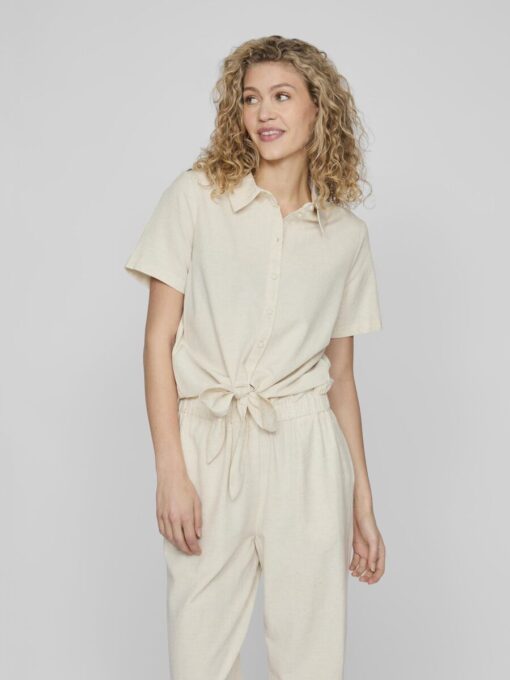 Vila Prisilla Knot Shirt Super Light Natural Melan